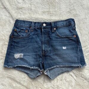 Levi’s Distressed High Rise Denim Shorts | Size 27 | Cutoff Jean Festival Ready